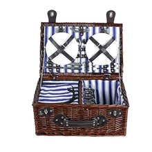 Storage Basket,Wicker Picnic for 4 Persons, Willow Hamper Service Gift Set with Insulation Layer, Outdoor Hand Woven with Utensils Cutlery