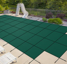 iCOVER Inground Pool Safety Cover, Fits 20x40ft Rectangular Pools with 4x8ft Center End Step, Winter Pool Covers for Inground Pools, Safety Pool Covers, Triple Stitched High Strength, Green