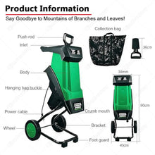 Electric Wood Chipper Shredder Mulcher Green