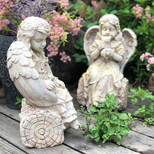 Garden Cherub Statue |Angel Holding A Rabbit,Resin Garden Figurine for Outdoor Home Yard Decor,A-Kissing Cat