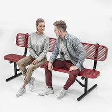 OUTTANS Heavy-Duty Outdoor Metal Bench (6 Ft - Portable with Back, Red)
