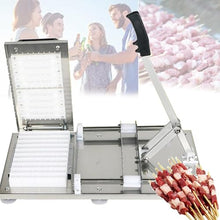 Meat Skewer Machine, BBQ Tool Beef Mutton Kebab Maker Machine Outdoor Picnic Camping Parties Barbecue Helper 10 Holes Manual Skewer Machine