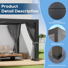 10'×10' Outdoor Louvered Pergola, Aluminum Outdoor Louvered Pergola Patio with Adjustable Roof for Outdoor Deck, Backyard, Garden (10x10FT with curatin)