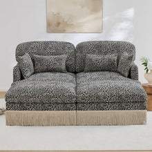 Spollowe 4-Pc Khaki Leopard Chenille Loveseat, Easy Assembly w/ 2 Ottomans