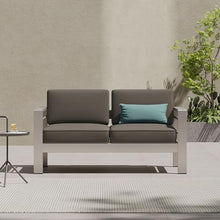 Dancongtea Outdoor Aluminum Loveseat with Weather-Resistant Cushion, Patio Double Seater for Poolside, Garden, Backyard, Grey