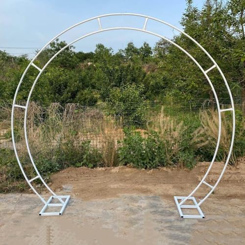 Heavy Duty Metal Wedding Arch Moon Gate Gold/Black/White Circle Garden Arbor Archway for Bridal Party Decoration Gardens Decorations(White,HxW/2.8x3.2m/9.2x10.5ft)