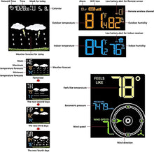 SHANBOYU Weather Station Wireless Indoor Outdoor Thermometer, Color Display Digital Weather Thermometer with Atomic Clock, Forecast Station with Calendar and Adjustable Backlight