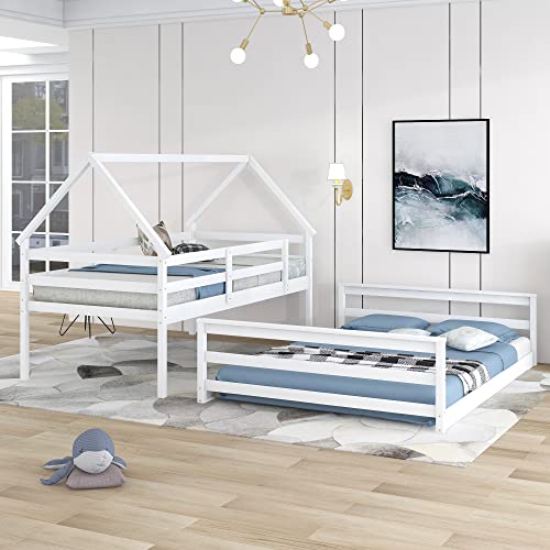 Brisca Twin Over Full Bunk Bed with Built-in Ladder White