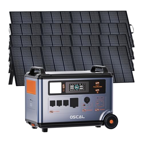 6000W Solar Generator With 4×200W Solar Panel,120V/240V Split Phase Voltage Portable Power Station PowerMax 6000, 6000w AC Output (9000W Surge), 2400W MPPT Solar for Emergency