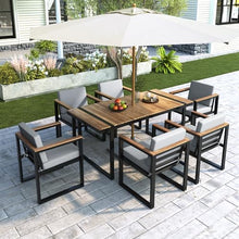 Outdoor Patio Sofa Set 4-Piece with Cushions, Woven Rope Design Seating, Acacia Wood & Steel Frame, Water-Resistant Fabric, 3-Seat Couch, Chairs & Dual-Layer Coffee Table for Garden Balcony, Grey