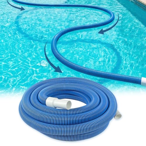 Quvex 1.5 Inch x 50ft Heavy Duty Pool Vacuum Hose with Swivel Cuff, Kink-Free Pool Cleaner Hose, Crush-Proof Design for Medium Inground & Above Ground Pools, Fits Manual & Suction Cleaners