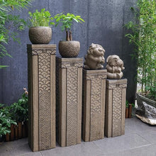 ARCVOX Traditional Asian Chinese Garden Pedestal Column, Synthetic Stone Design, Versatile Pedestal for Home and Garden Decor(Size M)
