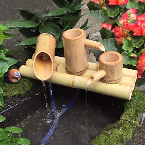 ERoomQ Bamboo Garden Water Fountain Zen Bamboo Fountain with Pump,Versatile Indoor/Outdoor Fountain(Length 50cm)