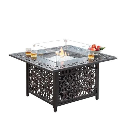 Oakland Living Mayan-FPT-AC 42 in. Aluminum Outdoor Square Propane Fire Table, Antique Copper