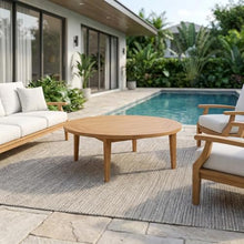 Outdoor Escape Brown Teak Wood Outdoor Coffee Table with Durable Construction, Modern Design, 43.5 Inches Square, 1-Hour Thick Table Top