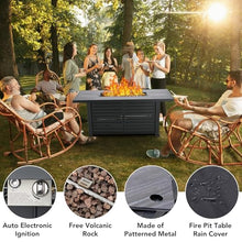 57" Fire Pit Table, 50000BTU Rectangle Propane Fire Table with Cover & Rain Cover, Sturdy Steel and Iron Fence Surface, CSA Safety Certified, Companion for Your Garden (Enlarged Version)