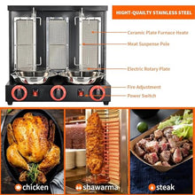 ERoomQ Gas Barbecue Grill Kebab Machine,Vertical Rotisserie Oven Grill,Stainless Steel Gas Broilers with Automatic Rotating Grill,for Restaurant Kitchen