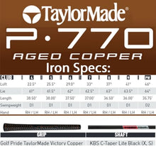 TaylorMade Men's P770 Aged Copper Iron Set RH 4-PW C-Taper Lite Black 110