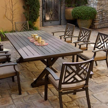 Darlee Brooklyn 9 Pc Aluminum Dining Set w/ 86 X 44 Inch Table in Multi Brown/Sesame