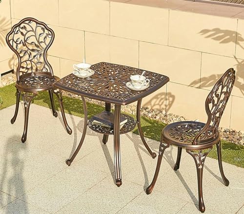 KUYBTU Garden Bench Cast Aluminum Outdoor Dining Set 3-Piece Patio Furniture Dining Set Outdoor Dining Set Include Chairs and Table