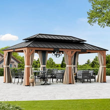 Modern Shade Wood Gazebo 12x20 with Double Galvanized Steel Roof