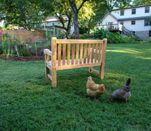 GOLDENTEAK Teak Garden Bench Block Island 4 Ft Outdoor Patio Bench, Premium Grade-A Teak Wood Furniture for Porch, Deck, Lawn & Backyard Seating, Natural Oil Finish, Weather Resistant Bench