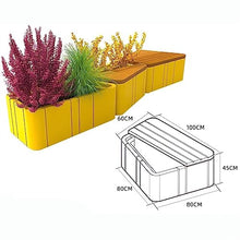 Bustards Outdoor Bench Outdoor Park Chair Geometric Planter Bench, Stainless Steel Flower Box with Solid Wood Seats, Sturdy Modern Square Leisure Bench Garden Bench