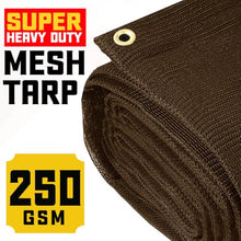 Core Tarps 60% Brown Shade Cloth with Grommets - 30 X 50 FT Heavy Duty Mesh Tarp - Sun Shade Cloth for Garden Vegetables Plants Greenhouse Outdoors Backyard Fences Dump Trucks Patio Mesh Shade Tarp