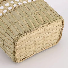 FENOKD Picnic Basket Set of 2 Sizes Bamboo Woven Basket Portable Outdoor Camping Picnic Handheld Basket Basket with Handle for Grocery Shopping Outdoor Camping，