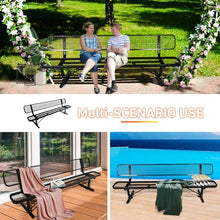 Vraxelor Heavy-Duty Outdoor Metal Bench with Expanded Metal,Outdoor Bench with Backrest for Weatherproof,Outdoor Bench Thermoplastic Coated for Shopping Malls, Stores, Parks, Patios, Decks
