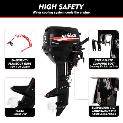 PDTHADP 12HP Outboard Motor 169CC 2-Stroke Water-Cooled Black