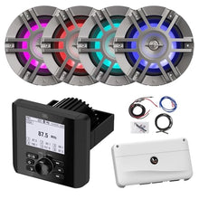 Enrock Marine Bluetooth AM/FM Radio & 300W 6.5" LED Boat Speakers with Amplifier