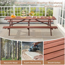 Zevemomo 10-12-Person Wood Picnic Table, Rectangular Top with Umbrella Hole
