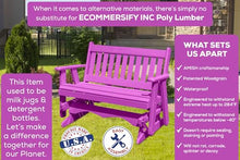 Amish Craftsmanship Made in USA 3-Person 5FT Plastic Poly Lumber Wood Glider Premium Colors HDPE with No wood fibers Memorial Patio Porch Glider Mission Series English design 1000 lbs Limit