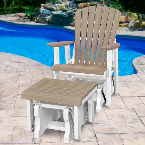American Furniture Classics Chair and Gliding Glider Ottoman Combo Weatherwood and White