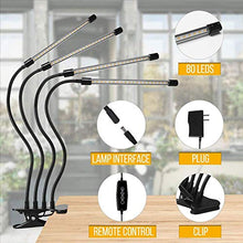LED Grow Light Full Spectrum Flexible Timing Dimmable Clip Phyto Lamp 4 Heads Grow Lamp Foldable Plant Growth lamp 4 Pole Full Spectrum Clip Plant lamp can be timed.