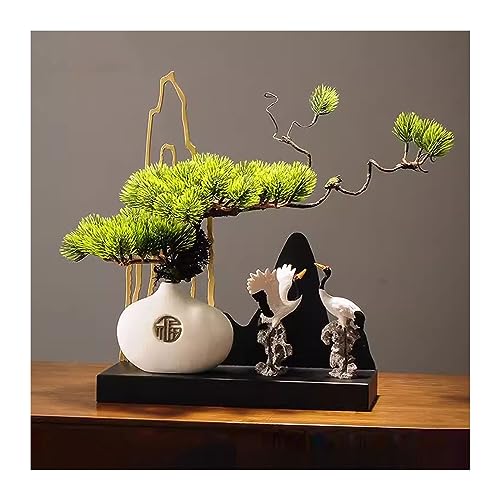 AOKLEY Artificial Bonsai Welcome Pine Tree Bonsai Simulation Pine Bonsai Decoration Zen Living Room Decoration Gateway Cabinet Office for Home Office