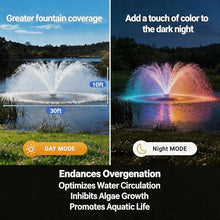 Pond Fountain Aerator,with Dynamic LED RGB Lighting,Adjustable Modes, Digital Timer -Pond fountain1HP 15,000 GPH, 750W 110V, 100FT Cord - for Large Ponds, Lakes & Outdoor Water Features