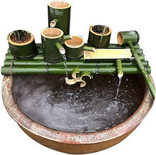 Garden Fountain Garden Water Feature Solar Fountain Bamboo Fountain Outdoor Fountain Used for Fish Tank,Pond Or Garden Decor Looks Very Interesting Desktop Fountain,Green,7(55Cm/21.6In)