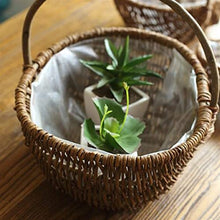 Picnic Baskets Willow Flower Basket Rattan Living Room Portable Flowers Baskets Home Multi-Functional Storage Basket for Outdoor Picnic，