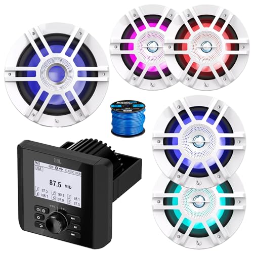 Enrock Marine Bluetooth AM/FM Radio & Speaker System with LED Subwoofer