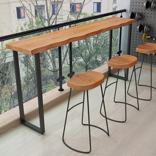 Dalumian Bar Table Solid Wood Narrow Counter Height Table, Rectangular Kitchen Table, High Pub Desk for Narrow Spaces Living Room (No Stools)(100CM)