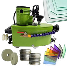 Electric Glass Edging Machine, Portable Small Glass Edger, Glass Grinder Tool, 800W Electric Glass Grinding Edging Machine for Straight Round Bevel Edge w/8 Diamond Wheels & 2 Polishing Wheels Green