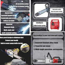 7800w/8800w Diamond Chain Concrete Saw With Water Fed Dust 7500 rpm High Performance Electric Precision Concrete Wall Cutting Machine Chainsaw Powerful With 2 Chains/2 Guide Bar,350