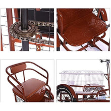 FGVDJ Adult Tricycle 16" Trike Cruiser Bike 1 Speed Cargo Cycling with Light & Basket Brown