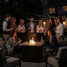 Sunnydaze 30-Inch Square Propane Fire Pit Table - 40,000 BTU Outdoor Gas Fire Pit Table with Lava Rocks and Weather-Resistant Cover