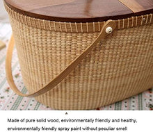 YRHH Insulated Cooler Bag, Picnic Basket, Outdoor Camping Picnic Basket, Hand Woven Garden Picnic Basket, Large Storage Basket Lid-A