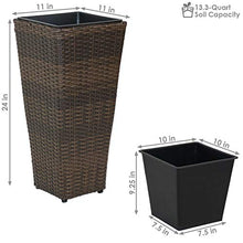 Sunnydaze 24" Square Tall Wicker Outdoor Planter, Brown, 8pk
