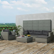 YWMLFZ Rattan Gray 6 Piece Patio Lounge Set with Cushions Poly Soft and Comfortable for Outdoor Backyard Gardens