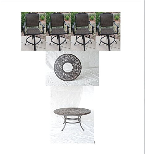 Santa Clara Outdoor Patio 5 pcs Bar Set 52" Ice Bucket Dark Bronze Cast Aluminum